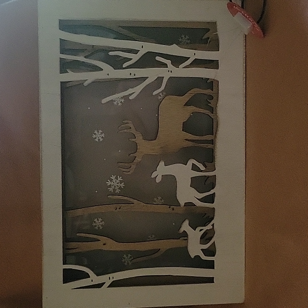 Reindeer light up shadow box